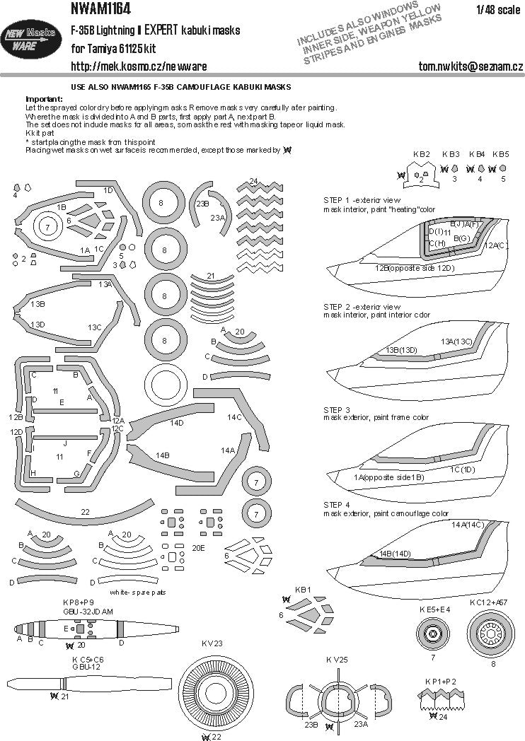 New Ware NWAM1164 1:48 F-35B Lightning II Expert Kabuki Masks