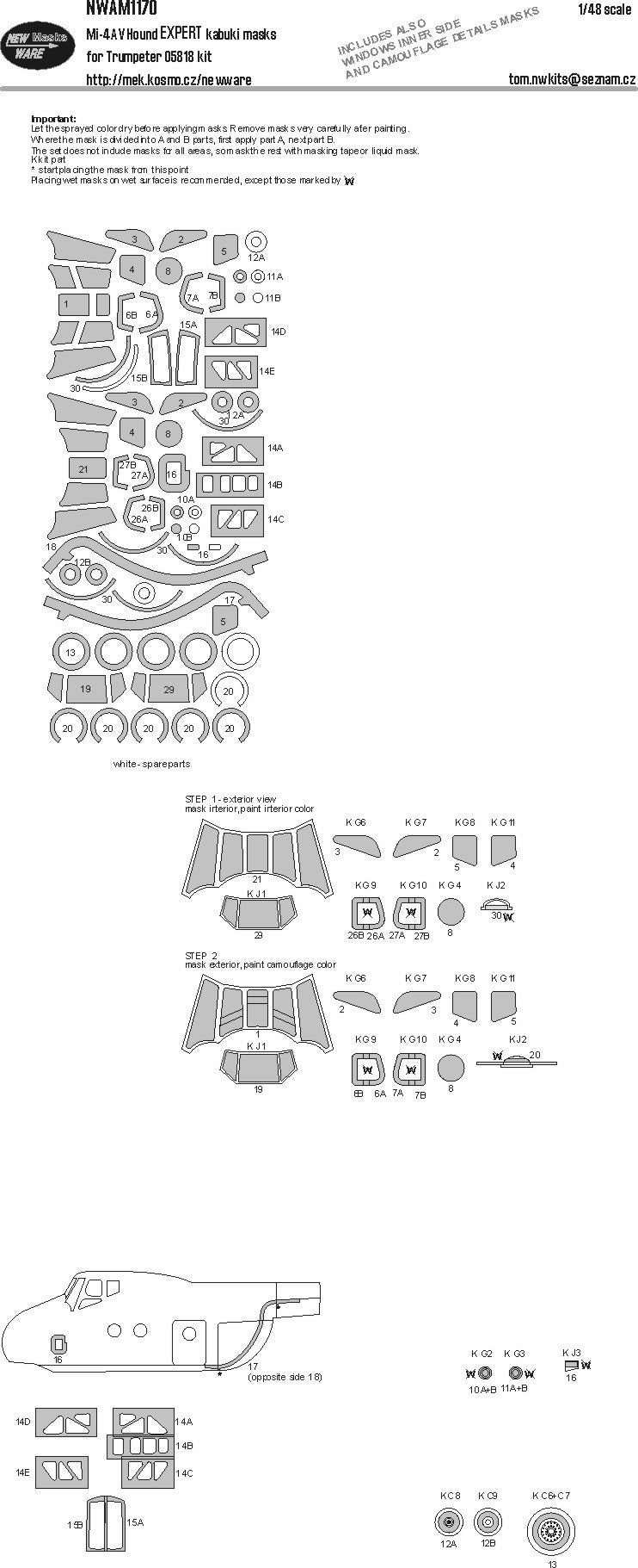 New Ware NWAM1170 1:48 Mil Mi-4AV Hound Expert Kabuki Masks