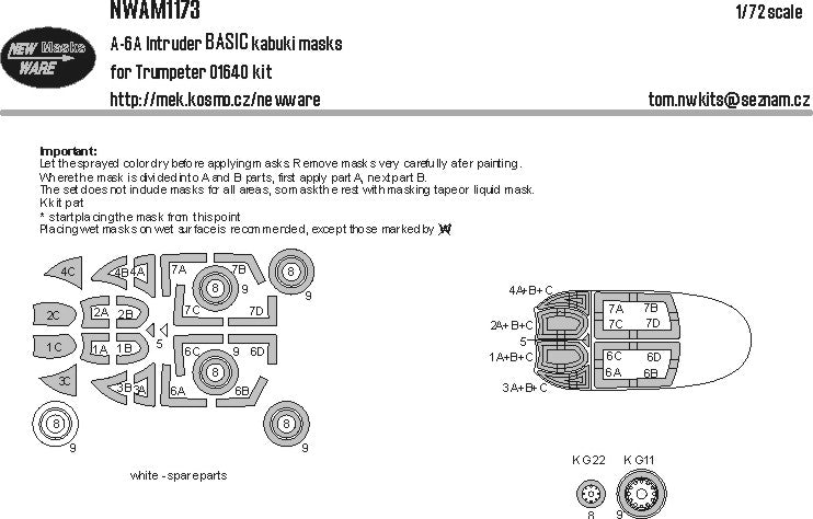 New Ware NWAM1173 1:72 A-6A Intruder Basic Kabuki Masks