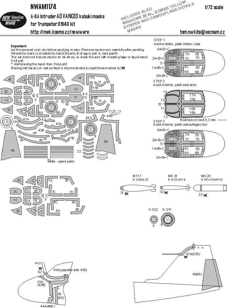 New Ware NWAM1174 1:72 A-6A Intruder Advanced Kabuki Masks