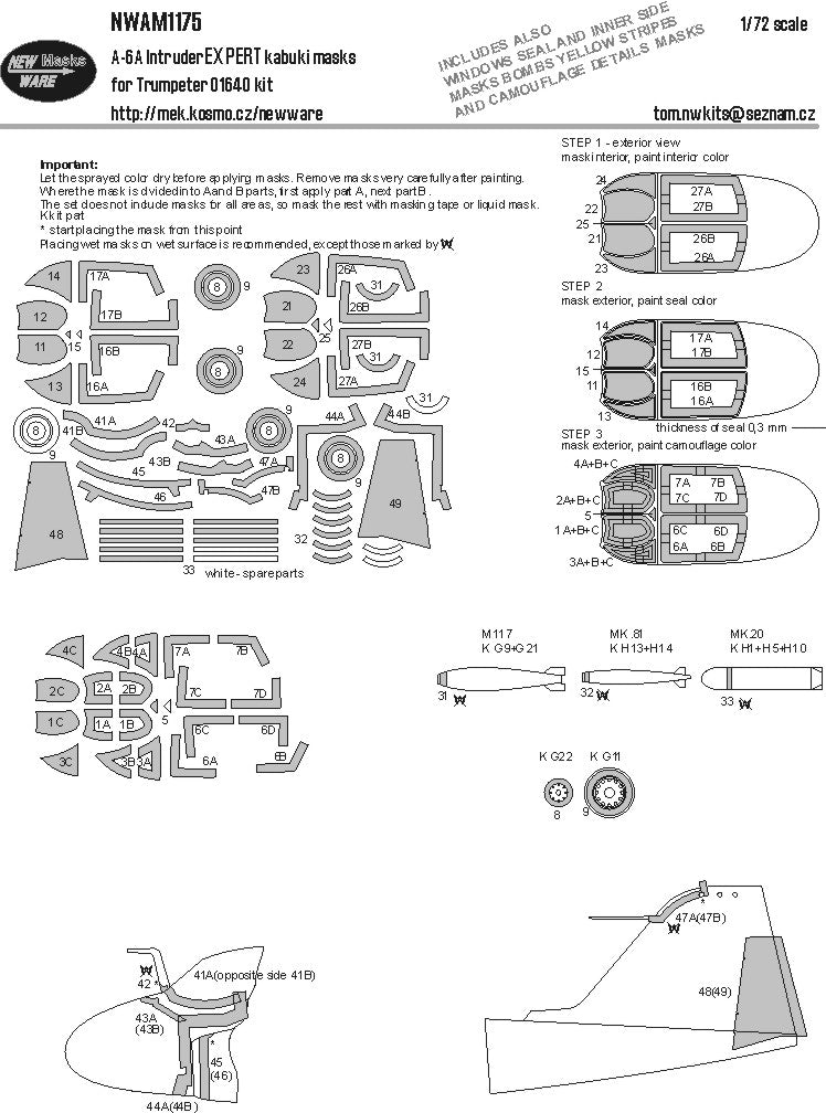 New Ware NWAM1175 1:72 A-6A Intruder Expert Kabuki Masks