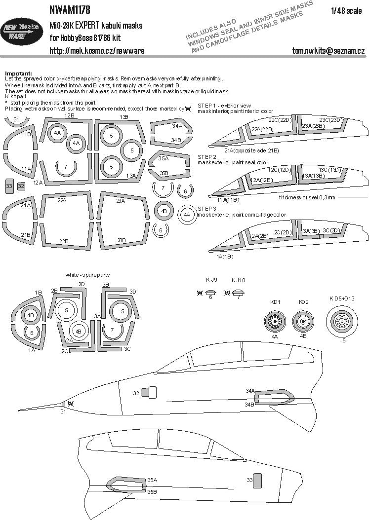 New Ware NWAM1178 1:48 MiG-29K Expert Kabuki Masks