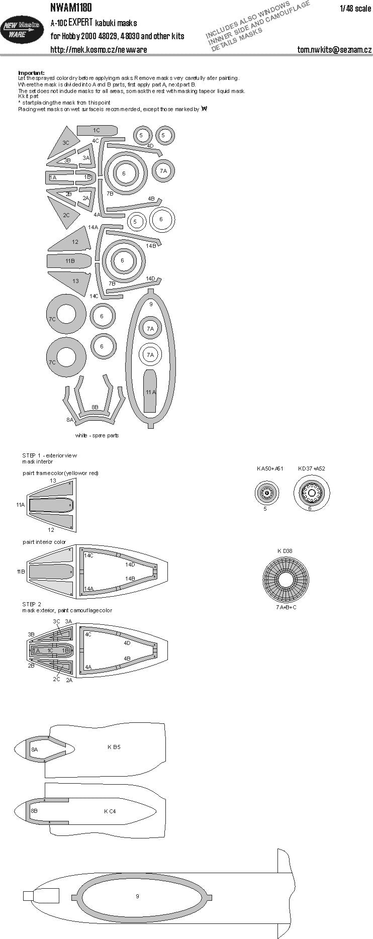 New Ware NWAM1180 1:48 A-10C Thunderbolt II Expert Kabuki Masks