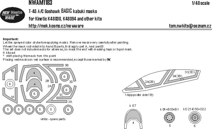New Ware NWAM1183 1:48 T-45A/C Goshawk Basic Kabuki Masks