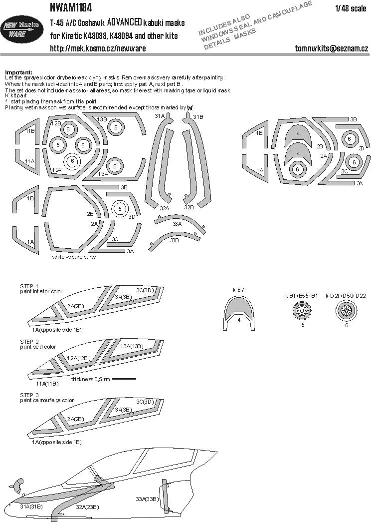 New Ware NWAM1184 1:48 T-45A/C Goshawk Advanced Kabuki Masks