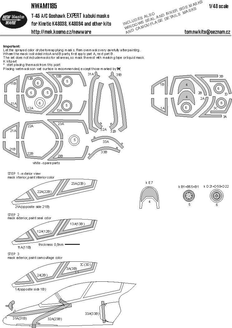 New Ware NWAM1185 1:48 T-45A/C Goshawk Expert Kabuki Masks