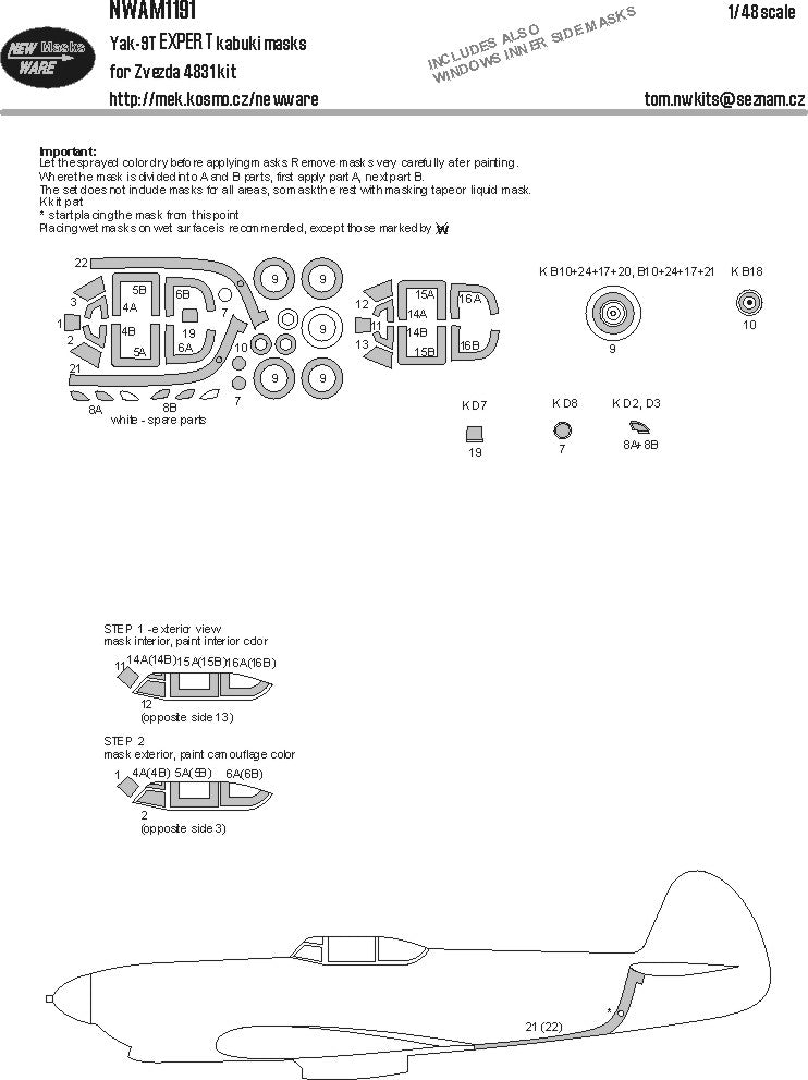 New Ware NWAM1191 1:48 Yak-9T Expert Kabuki Masks