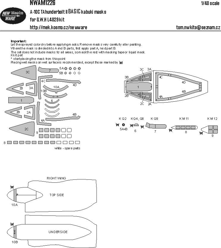 New Ware NWAM1226 1:48 A-10C Thunderbolt II Basic Canopy Masks
