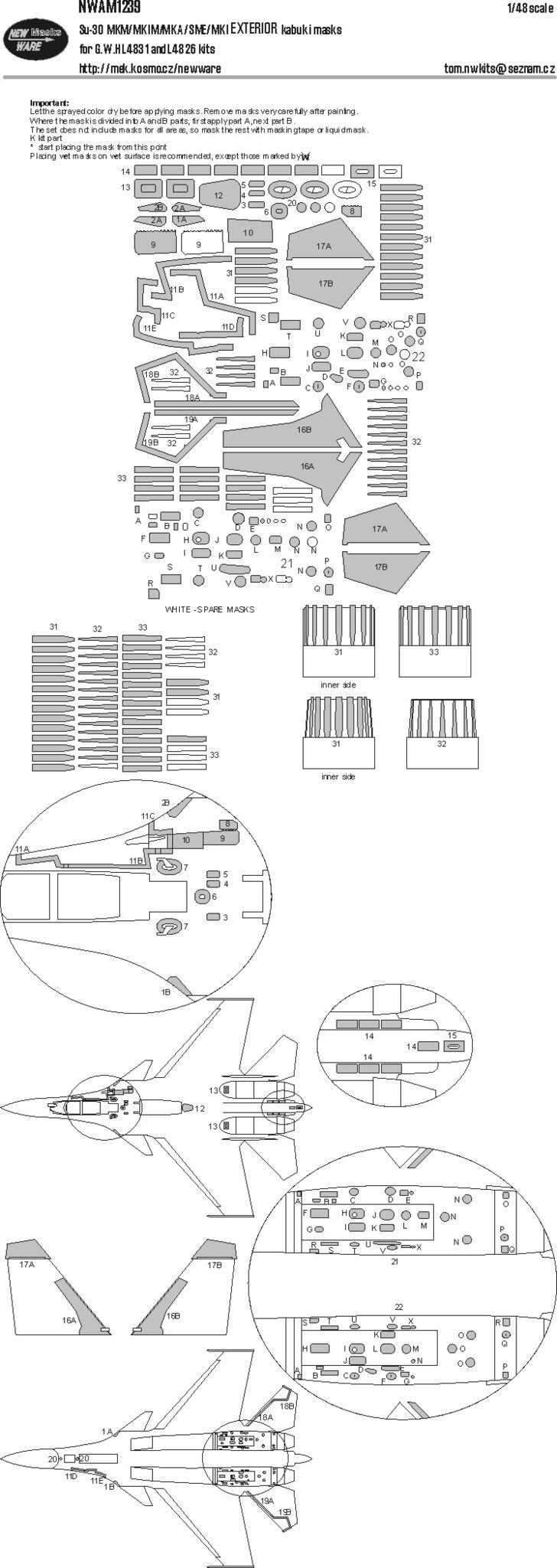 New Ware NWAM1239 1:48 Sukhoi Su-30 MKM/MK/MKA/SME/MKI