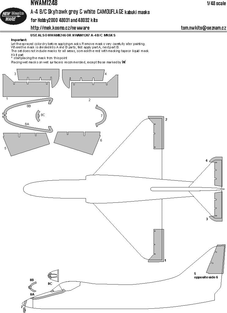 New Ware NWAM1248 1:48 Douglas A-4B/A-4C Skyhawk camouflage kabuki masks