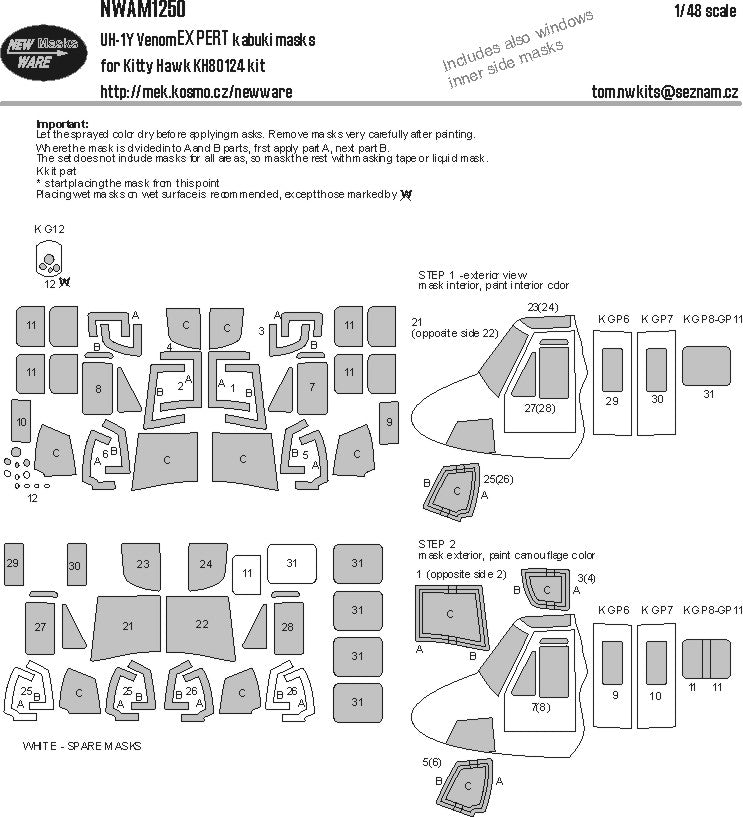 New Ware NWAM1250 1:48 Bell UH-1Y Venom EXPERT set