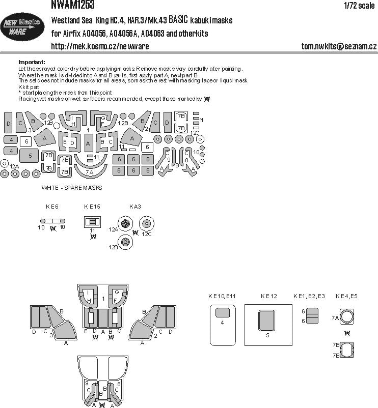 New Ware NWAM1253 1:72 Sea King HC.4/HC.3/Mk.43 Basic Masks