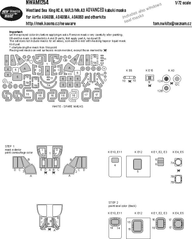 New Ware NWAM1254 1:72 Sea King HC.4/HC.3/Mk.43 Advanced Masks