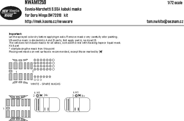 New Ware NWAM1259 1:72 Savoia-Marcchetti S.55A kabuki masks all windows