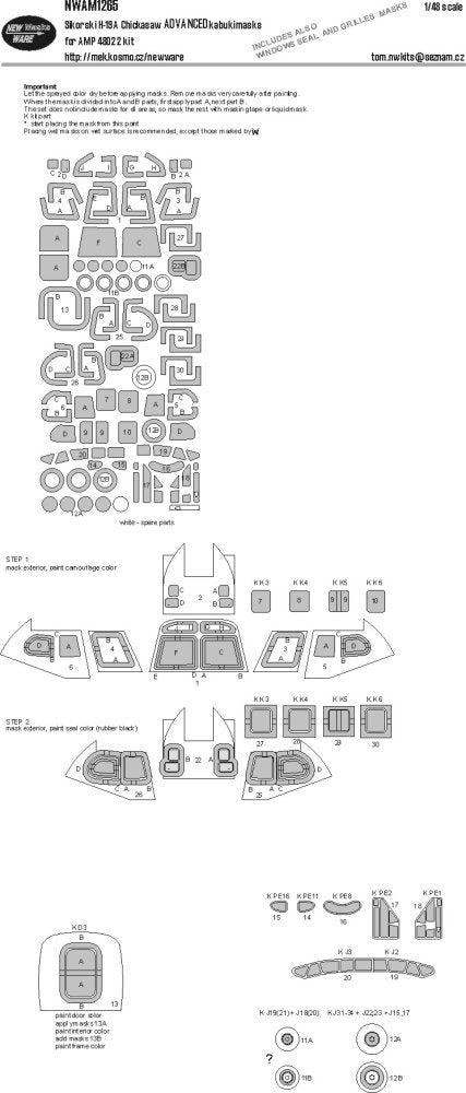 New Ware NWAM1265 1:48 Sikorski H-19A Chickasaw Advanced Masks