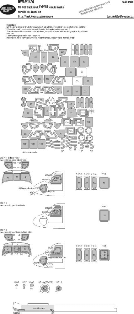 New Ware NWAM1274 1:48 Sikorsky MH-60L Blackhawk Expert Masks