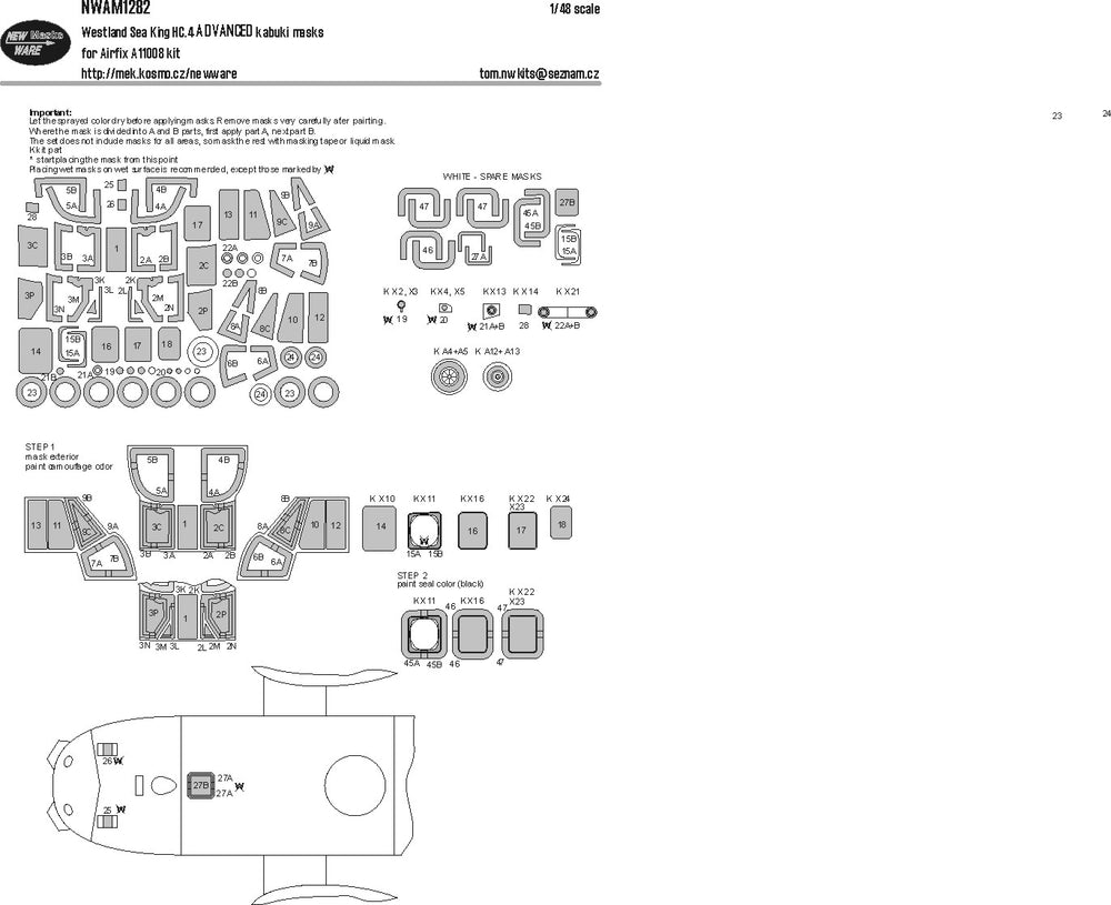 New Ware NWAM1282 1:48 Westland SeaKing HC.4 ADVANCED kabuki masks