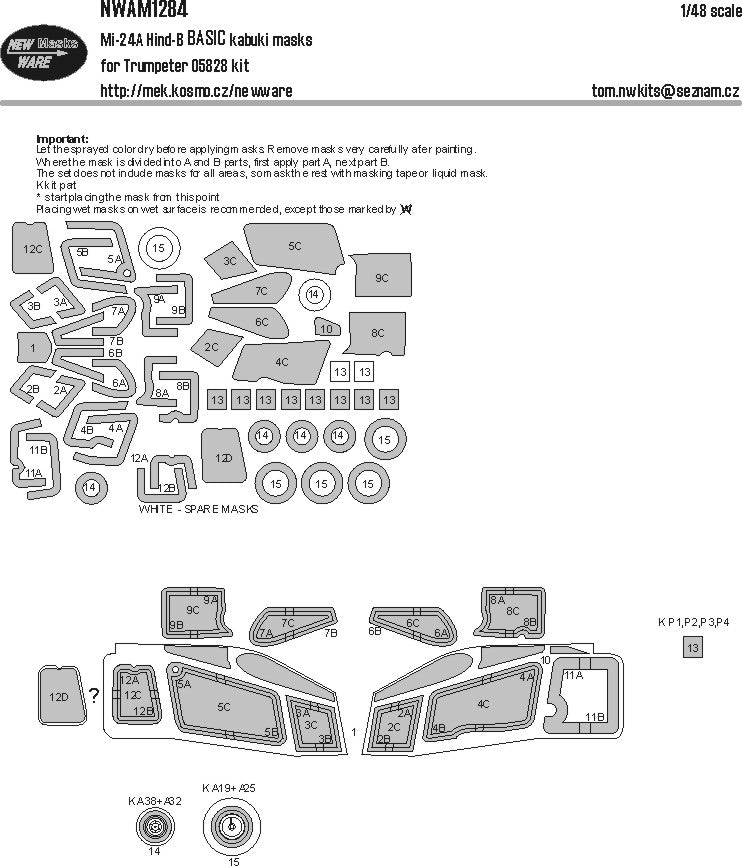 New Ware NWAM1284 1:48 MiL Mi-24A Hind-B BASIC kabuki masks
