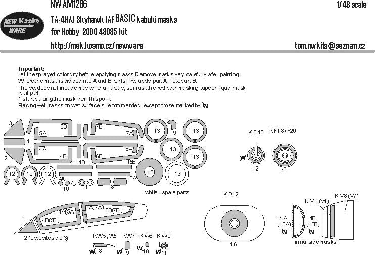 New Ware NWAM1286 1:48 Douglas TA-4H/J Skyhawk IAF BASIC kabuki masks