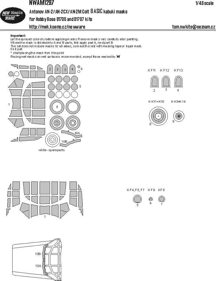 New Ware NWAM1297 1:48 Antonov An-2/CX/M Basic Kabuki Masks