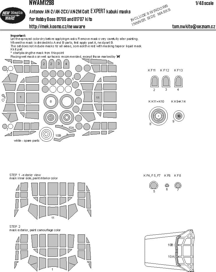 New Ware NWAM1298 1:48 Antonov An-2/CX/M Expert Kabuki Masks