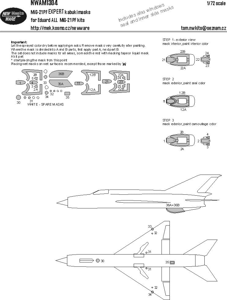 New Ware NWAM1304 1:72 Mikoyan MiG-21PF Expert Kabuki Masks