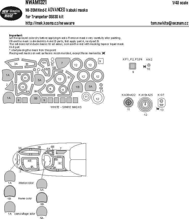 New Ware NWAM1321 1:48 Mil Mi-35M Hind-E Basic Kabuki Masks