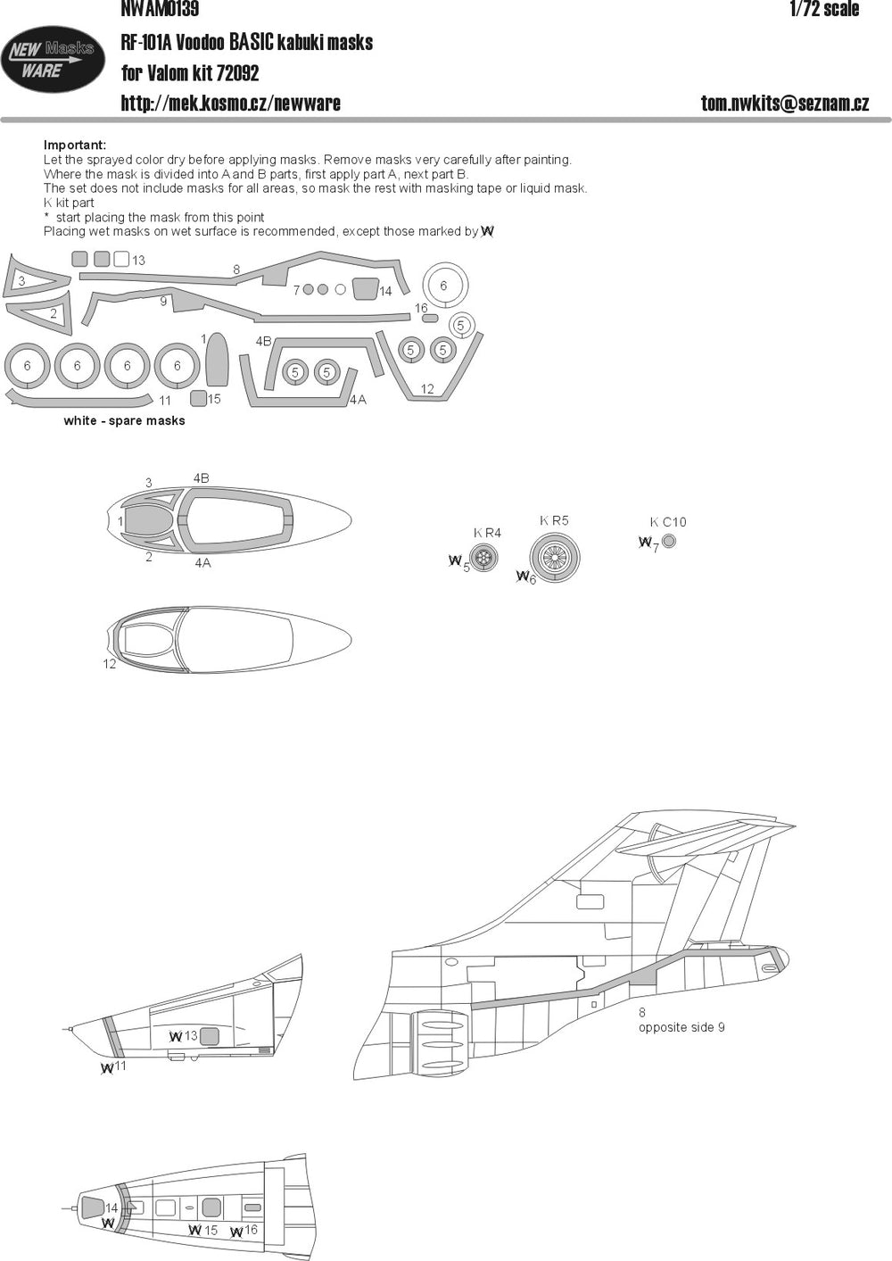 New Ware NWAM0139 1:72 RF-101A Voodoo Basic Masks