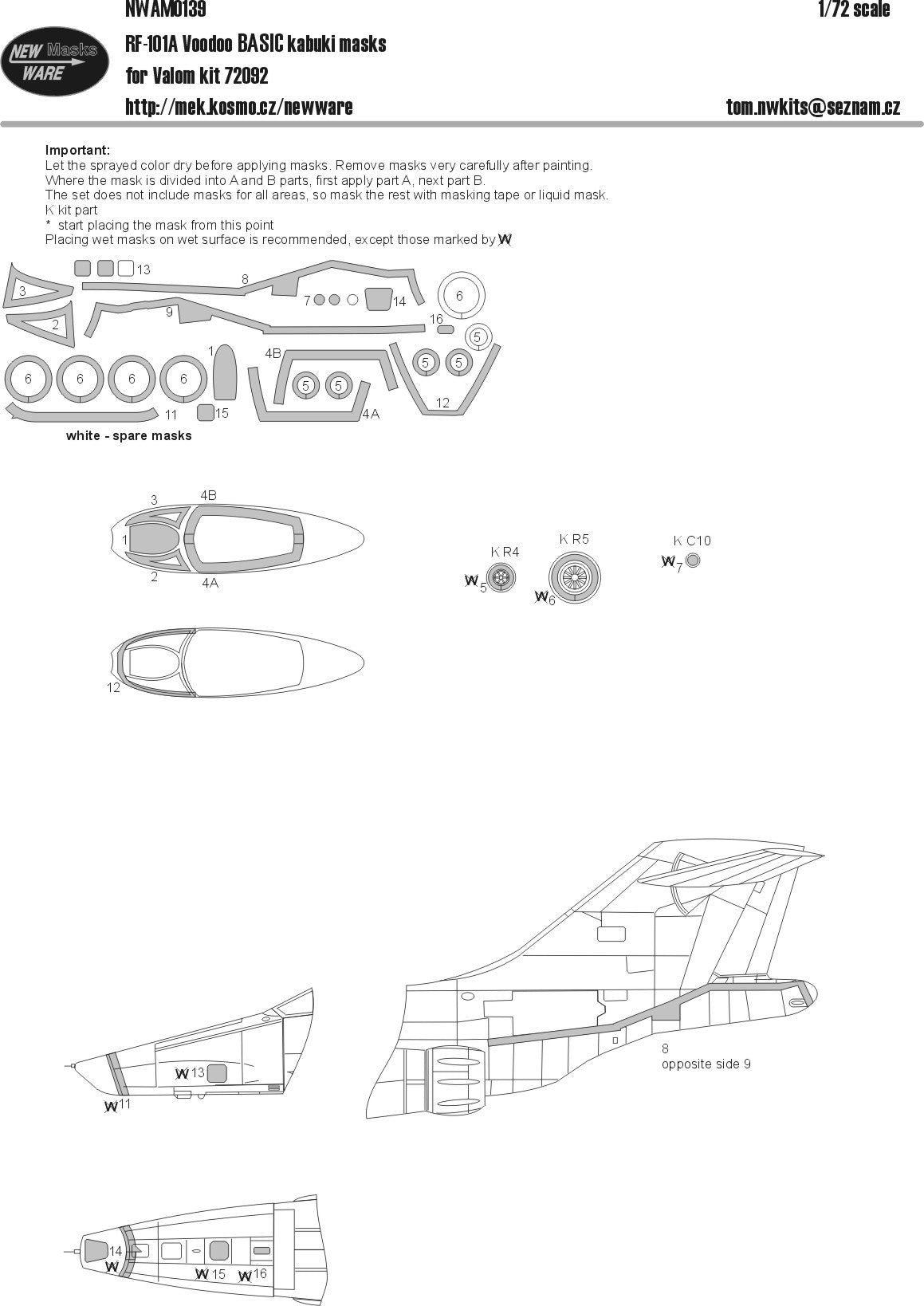 New Ware NWAM0139 1:72 RF-101A Voodoo Basic Masks