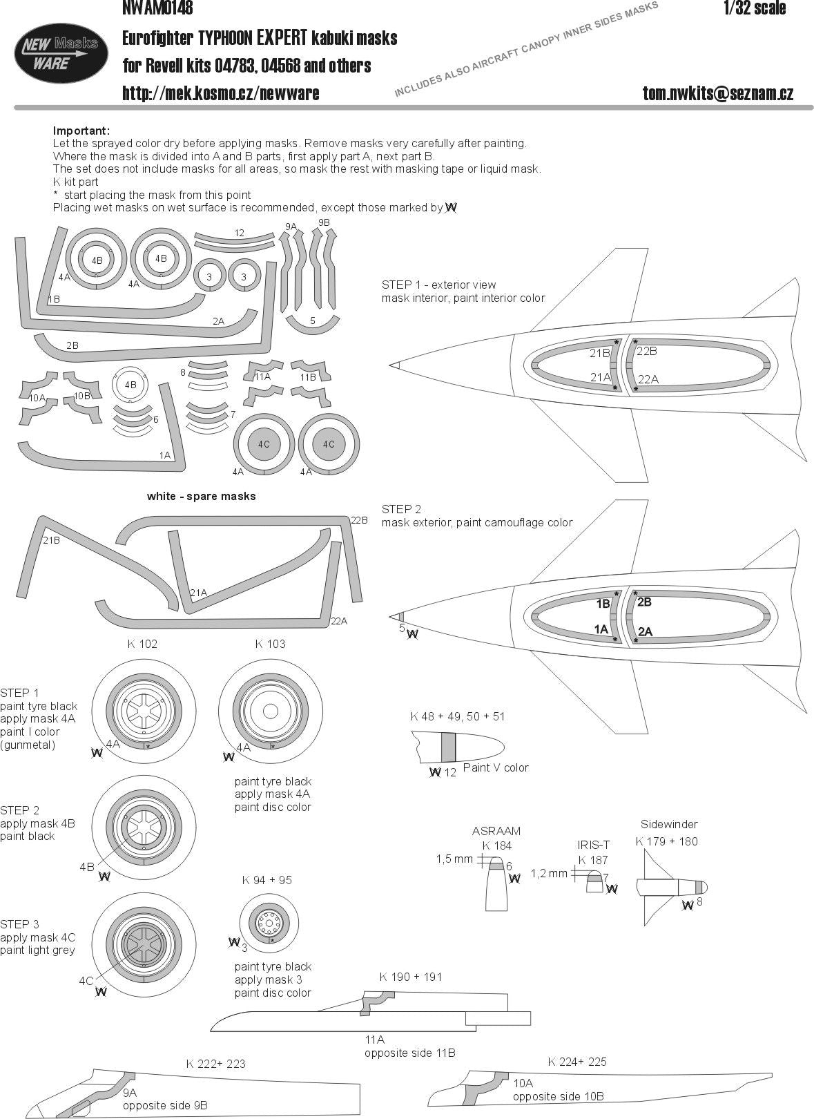 New Ware NWAM0148 1:32 Eurofighter EF-2000A Typhoon Expert Masks