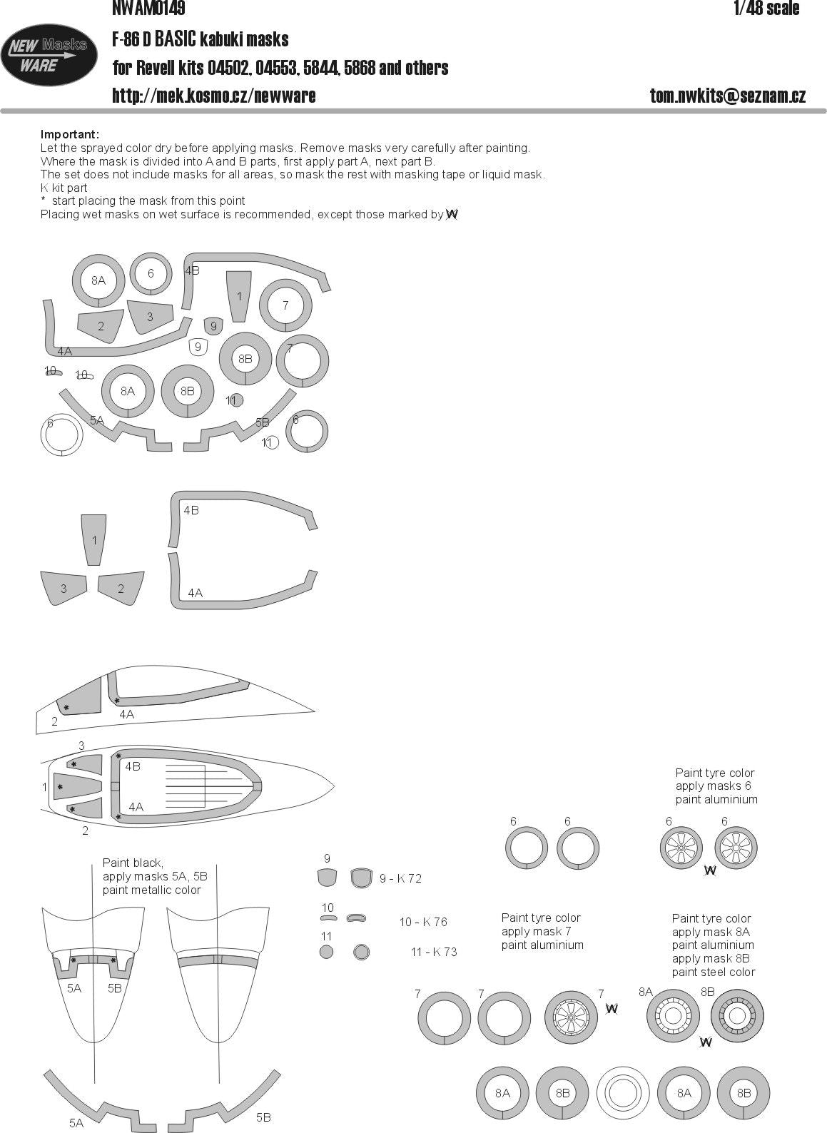 New Ware NWAM0149 1:48 Mask North-American F-86D Sabre BASIC