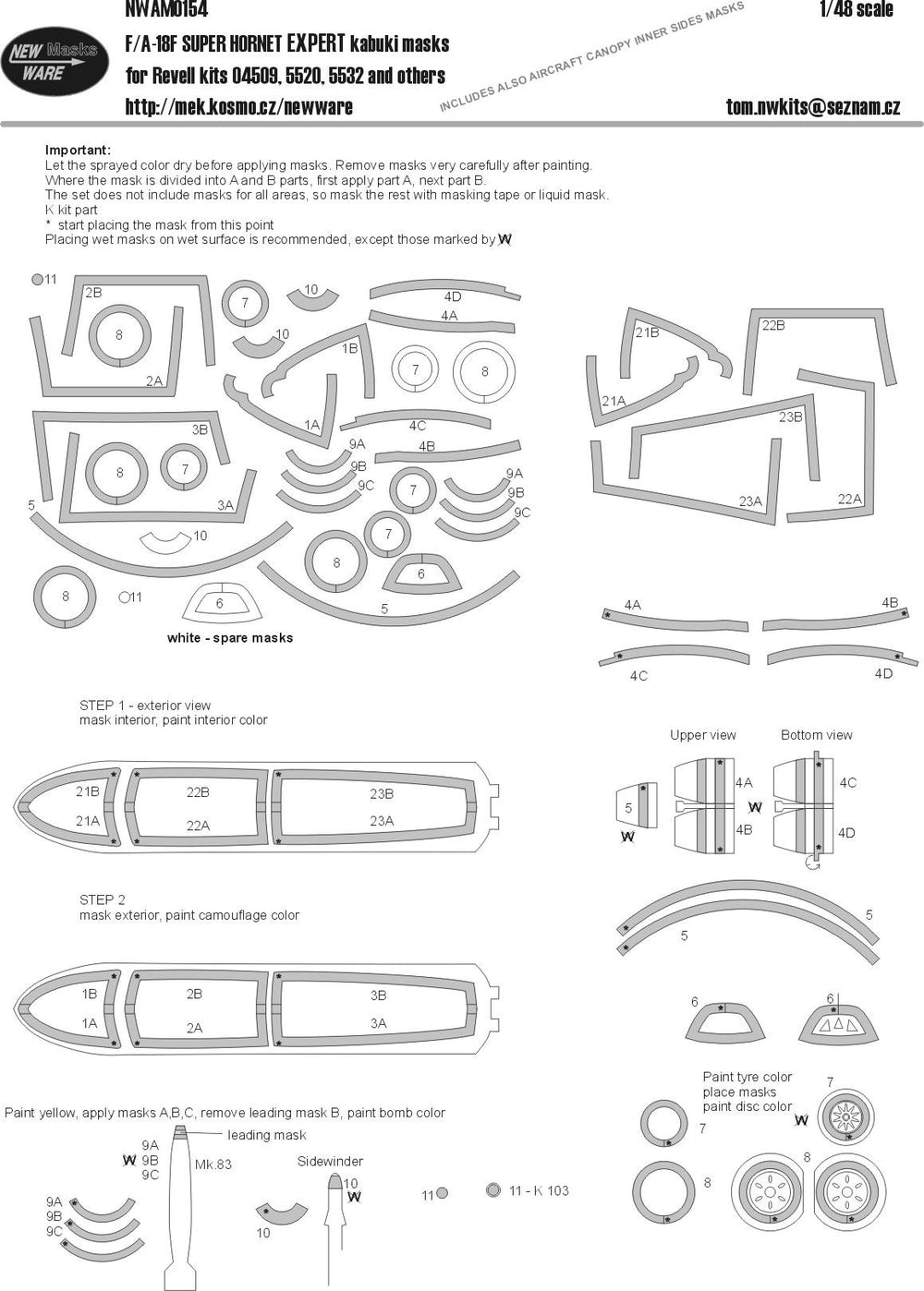 New Ware NWAM0154 1:48 Boeing F/A-18F Super Hornet EXPERT set