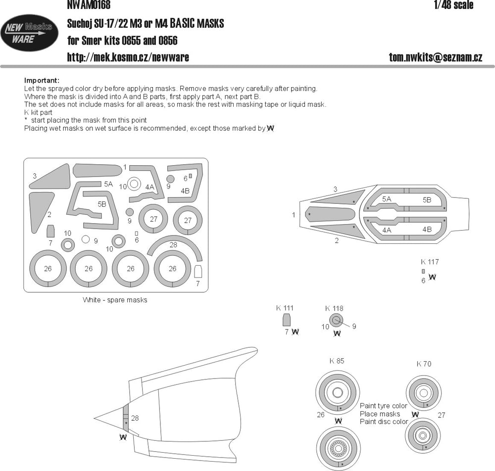 New Ware NWAM0168 1:48 Su-17M3/Su-22M4 Basic Kabuki Masks
