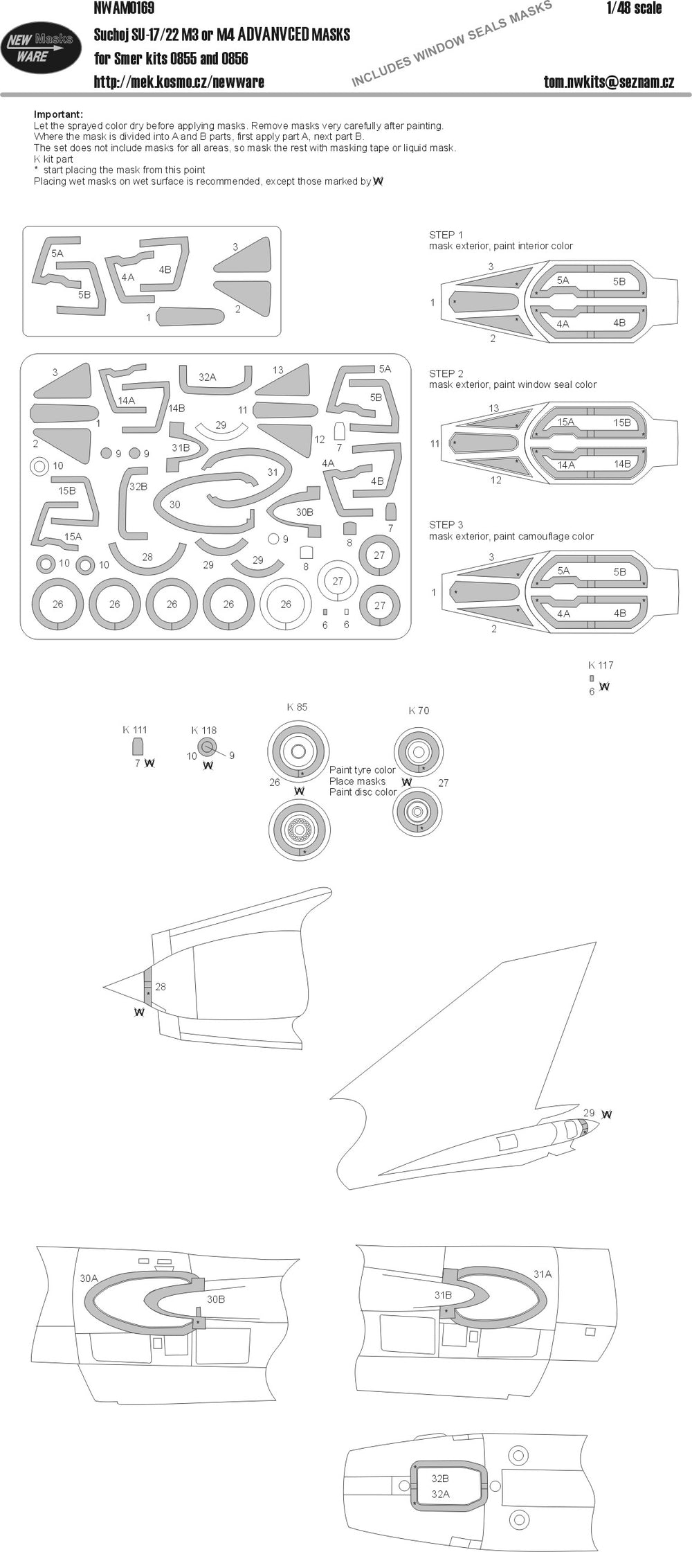 New Ware NWAM0169 1:48 Su-17M3/Su-22M4 Advanced Kabuki Masks
