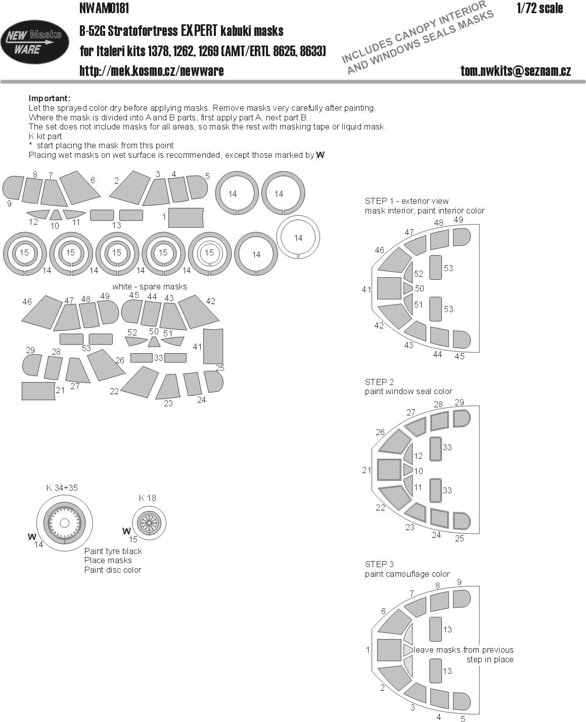 New Ware NWAM0904 1:72 B-52G/H Stratofortress Expert Masks