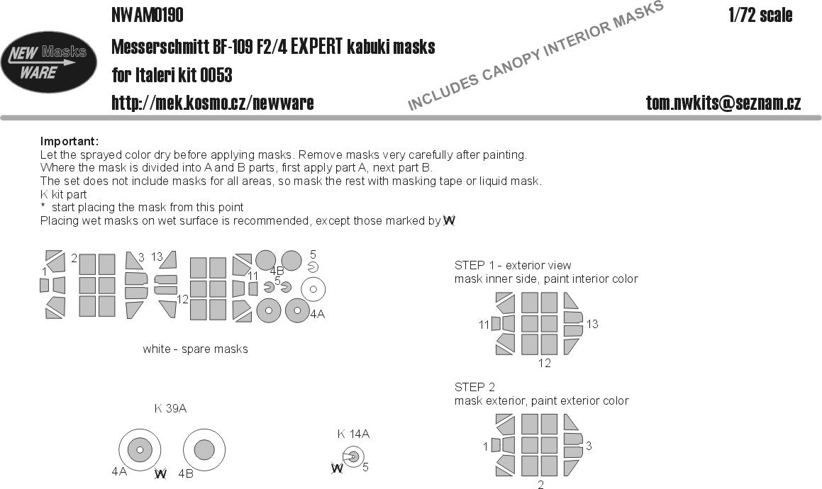 New Ware NWAM0190 1:72 Messerschmitt Bf-109F-2/Bf-109F-4 EXPERT