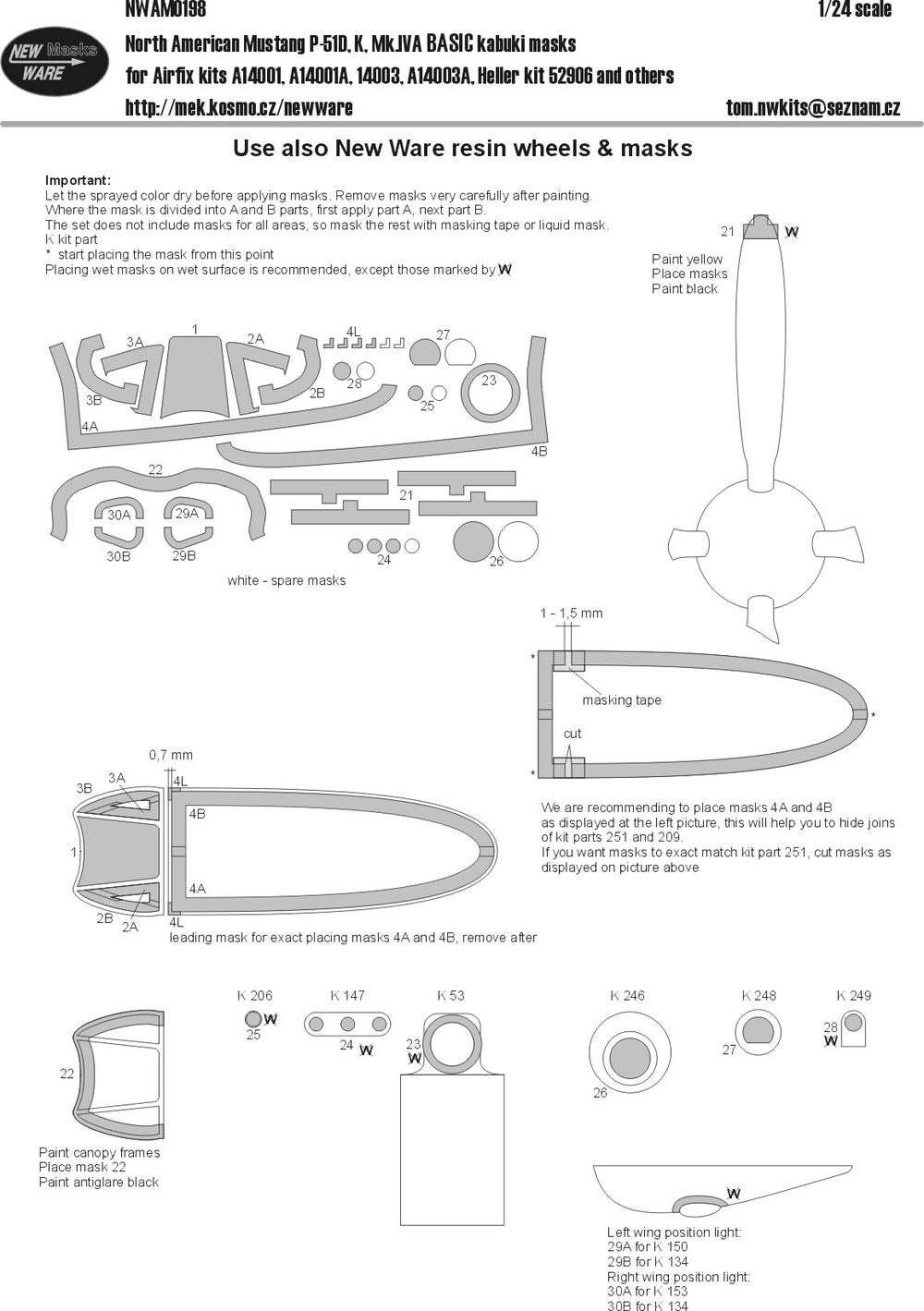 New Ware NWAM0198 1:24 North-American P-51D Mustang