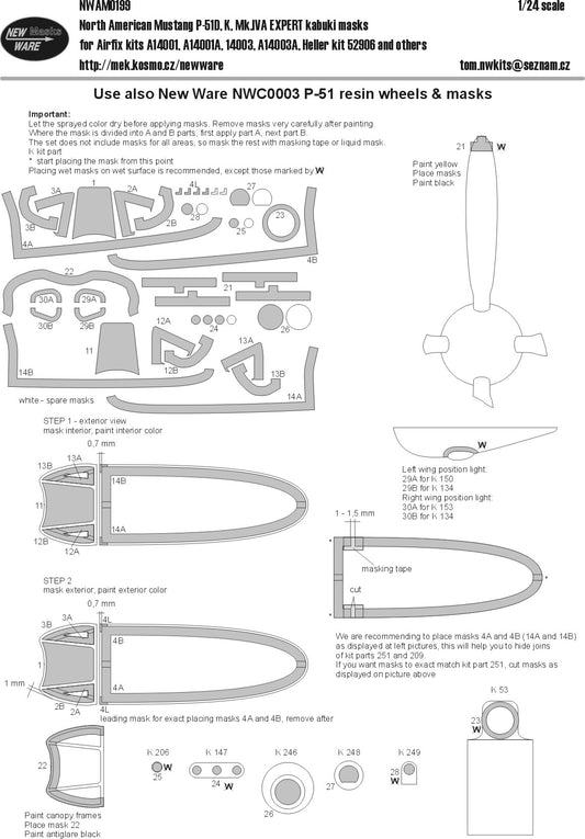 New Ware NWAM0199 1:24 P-51D/K Mustang Expert Kabuki Masks