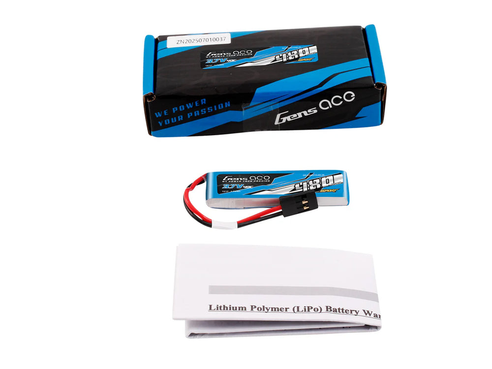 Gens Ace Li-Po Sport 1S 3.7V 480mAh 40C with JR G1S0480-40JR