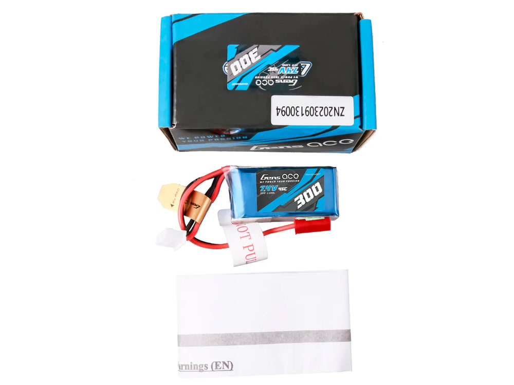 Gens Ace Li-Po 2S 7.4V 300mAh 45C with BEC G2S0300-45JST