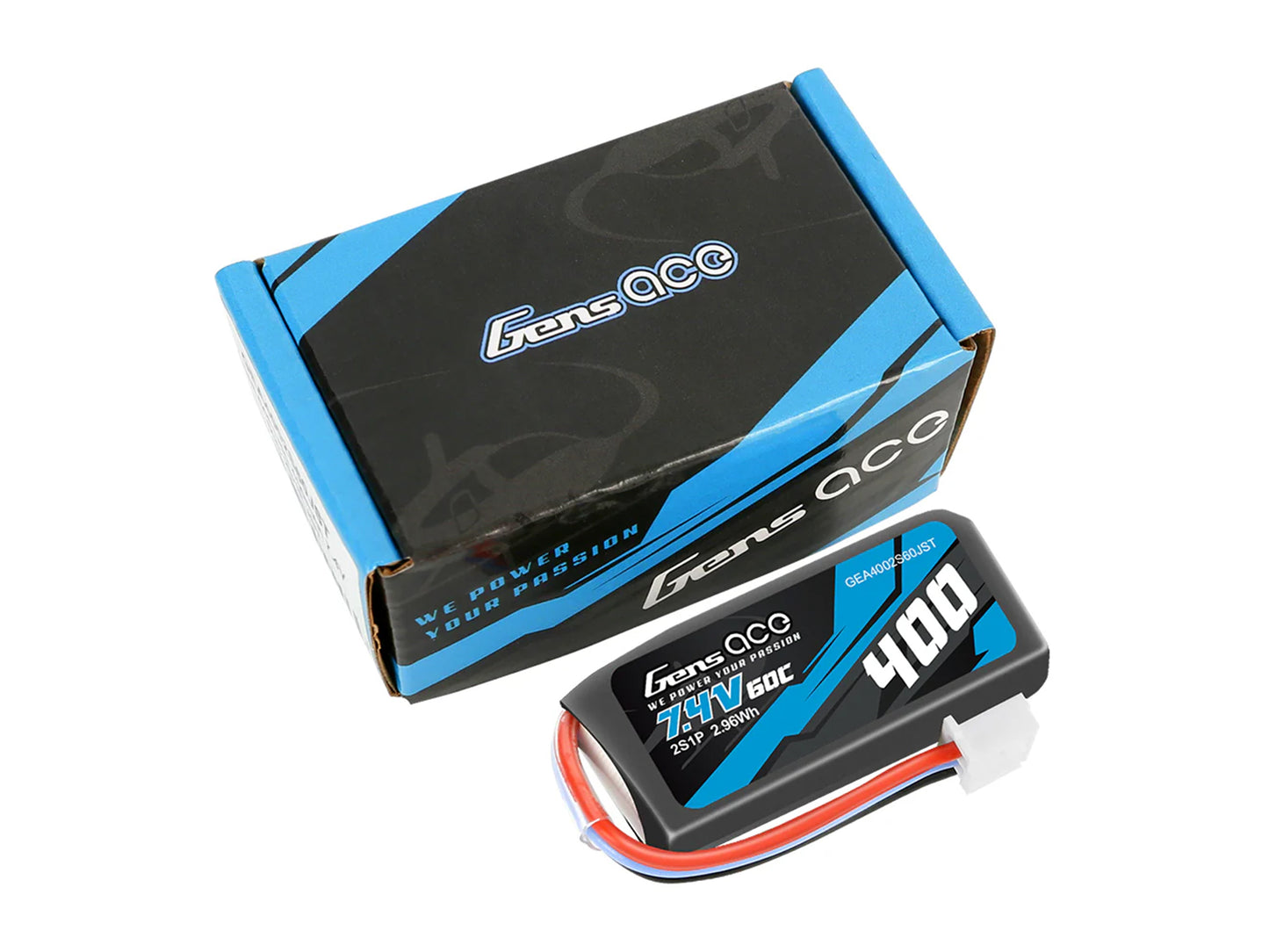 Gens Ace Li-Po 2S 7.4V 400mAh 60C with BEC G2S0400-60JST