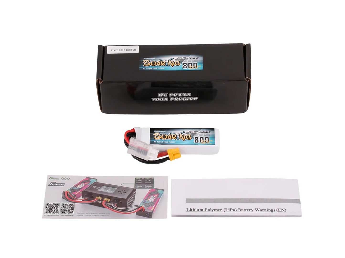 Gens Ace Li-Po 2S 7.6V 800mAh 30C Soaring with XT30 G2S0800-30X3