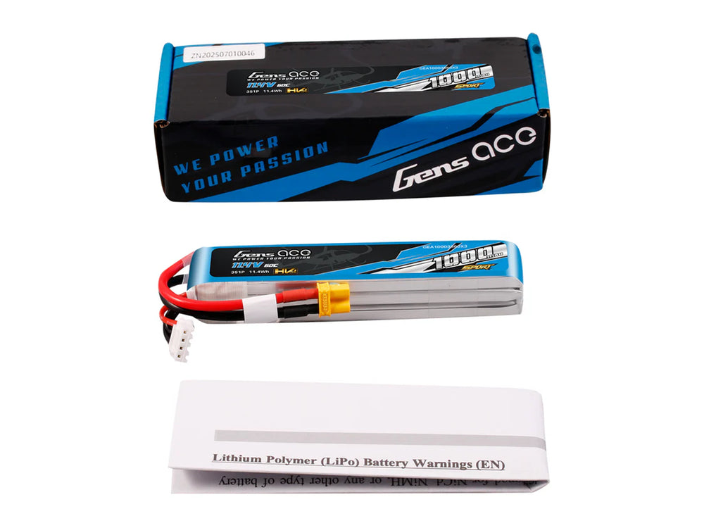 Gens Ace Li-Po Sport 3S 11.1V 1000mAh 60C with XT30 HV G3H1000-60X3