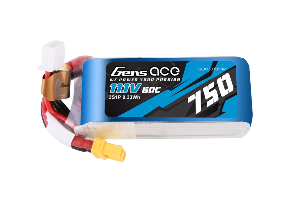 Gens Ace Li-Po 3S 11.1V 750mAh 60C with XT30 G3S0750-60X3