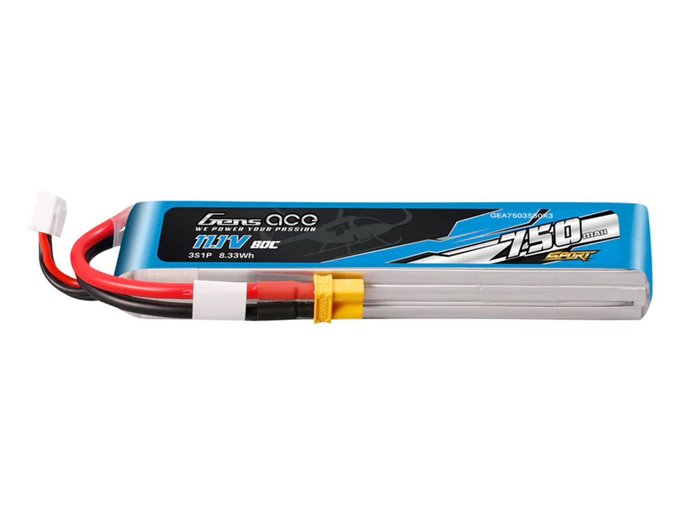 Gens Ace Li-Po Sport 3S 11.1V 750mAh 80C with XT30 G3S0750-80X3