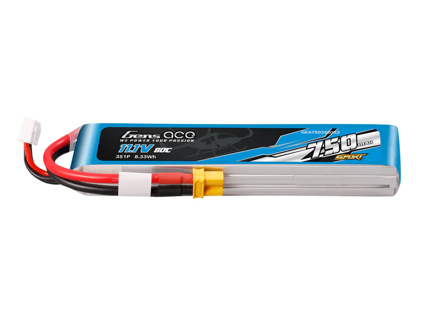 Gens Ace Li-Po Sport 3S 11.1V 750mAh 80C with XT30 G3S0750-80X3