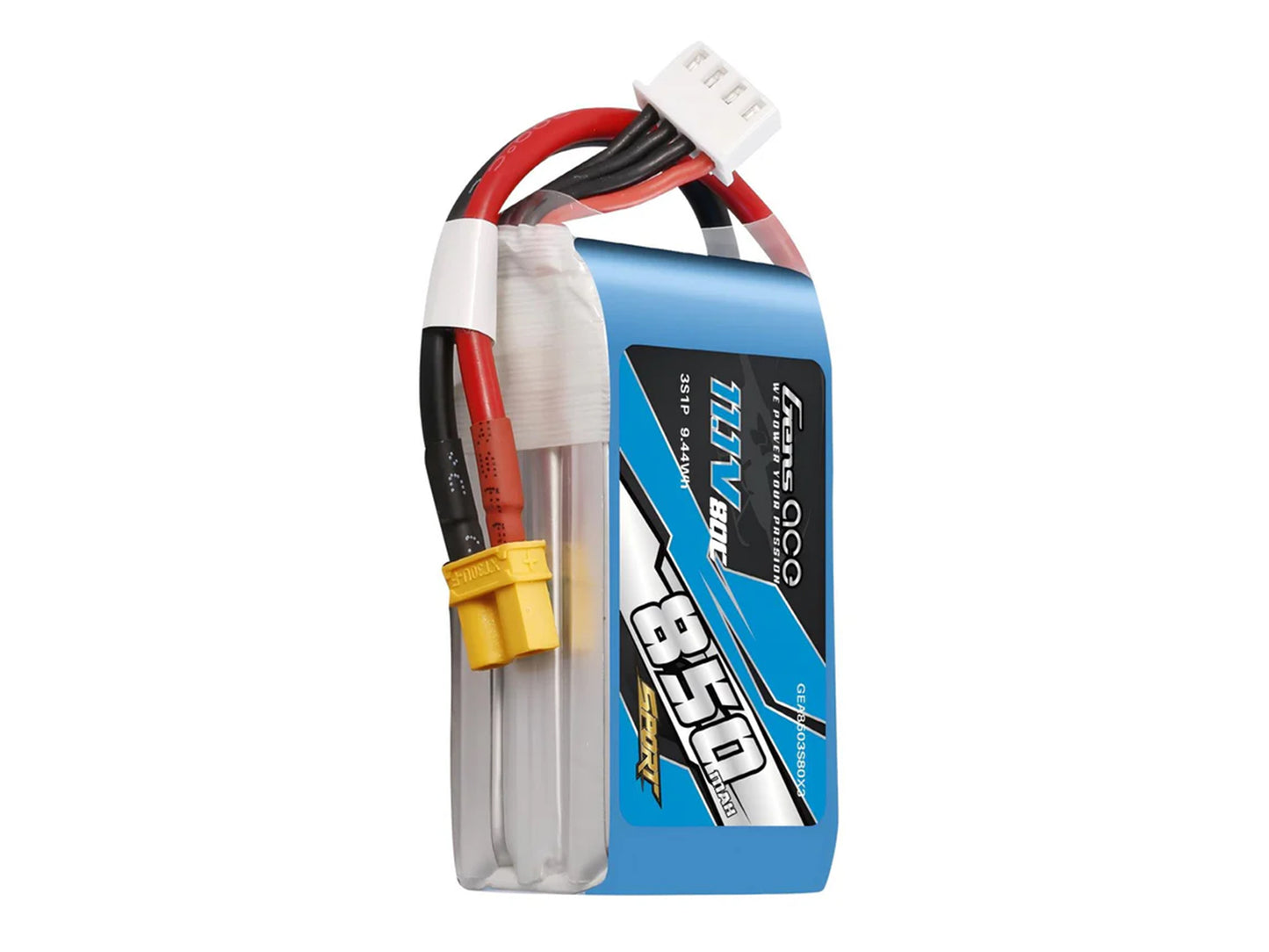 Gens Ace Li-Po 3S 11.1V 850mAh 80C with XT30 G3S0850-80X3