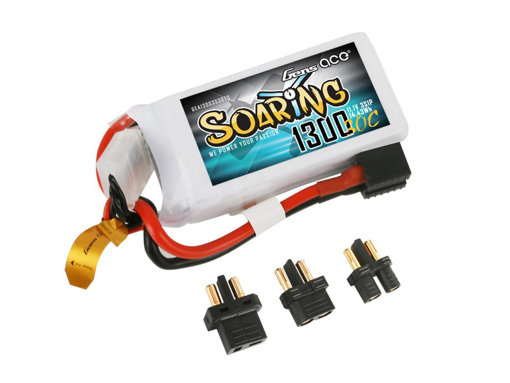 Gens Ace Li-Po 3S 11.1V 1300mAh 30C Soaring with EC3/XT60/T-Type G3S1300-30M
