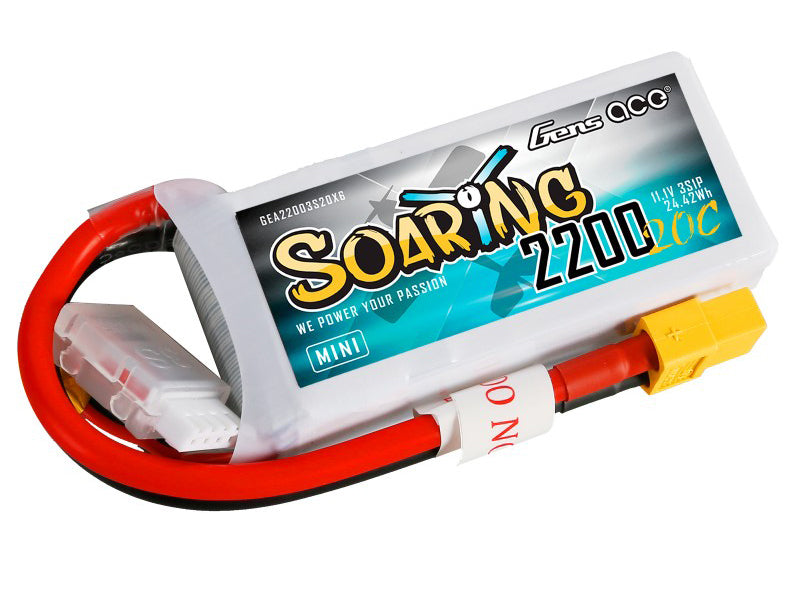 Gens Ace Li-Po 3S 11.1V MINI 2200mAh 20C Soaring with XT60 G3S2200-20X6