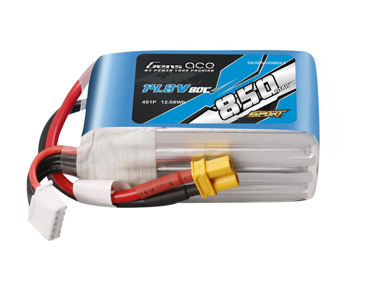 Gens Ace Li-Po 4S 14.8V 850mAh 80C with XT30 G4S0850-80X3